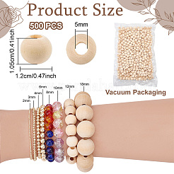 Unfinished Natural Wood European Beads&nbsp;WOOD-PH0009-04E