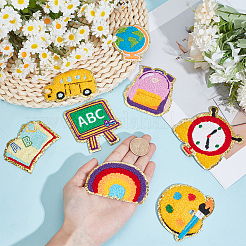8Pcs 8 Styles Back to School Polyester Clothing Patches&nbsp;PATC-CY0001-55