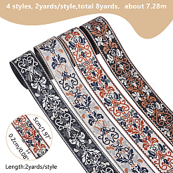 8 Yards 4 Styles Ethnic Style Double-Sided Flower Polyester Ribbon&nbsp;DIY-WR0003-58