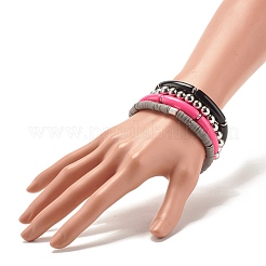 Synthetic Hematite & Polymer Clay Heishi Beads Stretch Bracelets Set&nbsp;BJEW-JB07446
