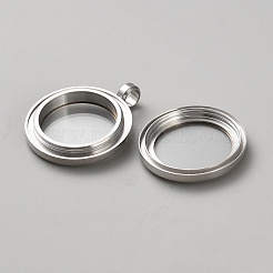 Stainless Steel Glass Photo Living Memory Floating Locket Pendants&nbsp;STAS-WH0033-59B
