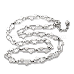 304 Stainless Steel Oval Heart Link Chain Necklaces for Women&nbsp;NJEW-B123-01P