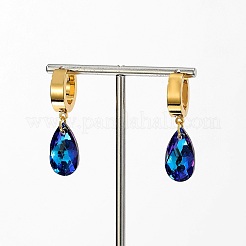 Cubic Zirconia Teardrop Dangle Hoop Earrings&nbsp;HL3316-1