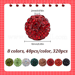 320Pcs 8 Colors Handmade Polymer Clay Rhinestone Beads&nbsp;RB-HY0001-07