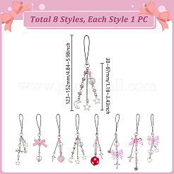8Pcs Alloy & Acrylic Mobile Straps&nbsp;HJEW-GA00046