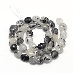 Natural Black Rutilated Quartz Beads Strands&nbsp;G-R445-8x10-18