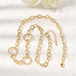 Brass Textured Cable Chain with Rind Link Necklaces&nbsp;NJEW-L013-07G