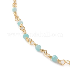 Faceted Round Natural Amazonite Beaded Necklaces&nbsp;NJEW-JN03215-03