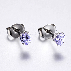 Cubic Zirconia Ear Studs&nbsp;EJEW-E098-H-02