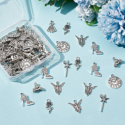 80Pcs 8 Styles Cinderella Theme Tibetan Style Alloy Pendants&nbsp;TIBEP-SC0003-60