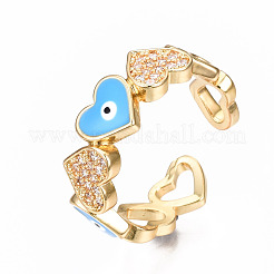 Brass Micro Pave Clear Cubic Zirconia Cuff Rings&nbsp;RJEW-N035-013-NF