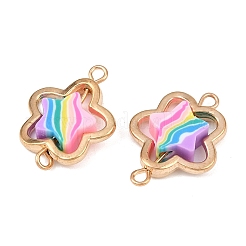 CCB Plastic Frame with Polymer Clay Rainbow Beads Links Connector Charms&nbsp;KK-D103-08A-G