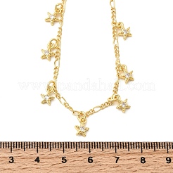 Brass Micro Pave Clear Cubic Zirconia Star Pendant Necklaces&nbsp;NJEW-B157-04G