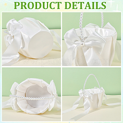 Bowknot Polyester Flower Baskets with Plastic Pearls Beads Handle&nbsp;AJEW-CP0010-63