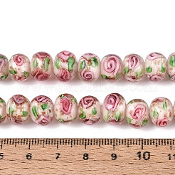 Handmade Lampwork Inner Flower Rondelle Beads Strands&nbsp;LAMP-T022-24J