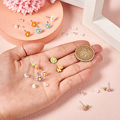 10pcs 8 style Flower Porcelain Stud Earrings&nbsp;EJEW-TA0001-30