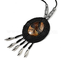 Retro Style Glass & Acrylic & CCB Beads Pendant Necklaces&nbsp;NJEW-Q349-02E