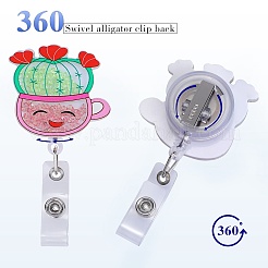 Rhinestone Quicksand Effect Acrylic & ABS Plastic Badge Reel&nbsp;AJEW-SZ0002-48B