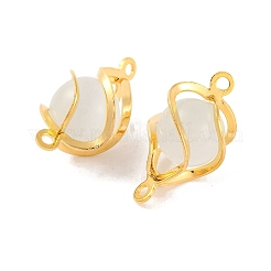 Brass Wrapped Cat Eye Glass Connector Charms&nbsp;KK-U024-11G