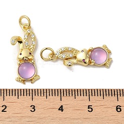 Rack Plating Brass Micro Pave Cubic Zirconia Jade Pendants&nbsp;X-KK-K377-92G-01