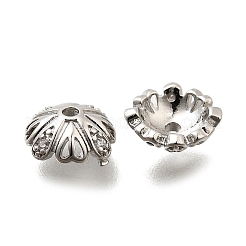 Brass Micro Pave Clear Cubic Zirconia Bead Caps&nbsp;KK-S508-48P