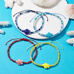 4Pcs 4 Colors Porcelain Braided Bead Anklets&nbsp;AJEW-AN00586