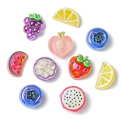 40Pcs 8 Styles Electroplate UV Plating Opaque Fruit Resin Cabochons&nbsp;RESI-CJ0004-53