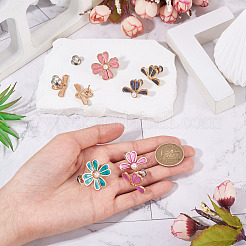 5Pcs 5 Colors Flower Alloy Enamel Adjustable Jean Button Pins&nbsp;DIY-TA0014-93