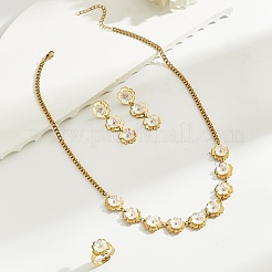 Stainless Steel Flower Earrings & Necklaces & Rings Sets for Women&nbsp;YR1228
