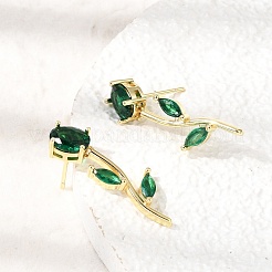 Brass Micro Pave Cubic Zirconia Stud Earrings&nbsp;KK-CBA8324-20G-02