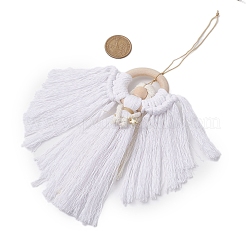 3Pcs 3 Colors Angel Wood & Cotton Threads Pendant Decoration&nbsp;HJEW-JM02406