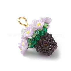 Resin Glass Seed Beaded Flower Pendants&nbsp;PALLOY-MZ01106-01
