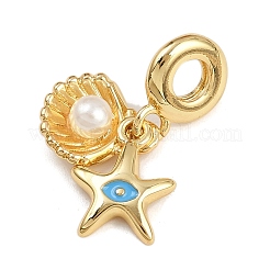 Brass Blue Enamel European Dangle Charms&nbsp;KK-N271-25G