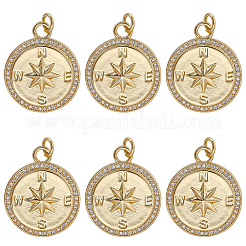 6 Pcs Brass Micro Pave Clear Cubic Zirconia Pendants&nbsp;KK-BBC0021-83