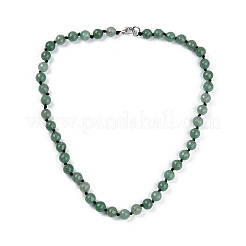 8mm Faceted Round Natural Green Aventurine Beaded Necklaces&nbsp;NJEW-F327-01A-02