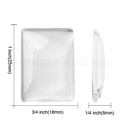 Transparent Rectangle Glass Cabochons&nbsp;GGLA-R025-25x18