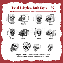 8Pcs 8 Styles Halloween 304 Stainless Steel Beads&nbsp;STAS-UN0059-62