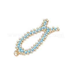 5Pcs Glass Seed Beaded Fish Pendants&nbsp;PALLOY-MZ01173