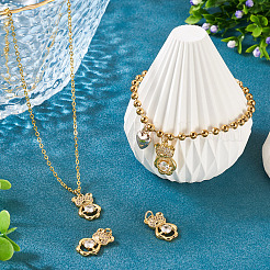 2Pcs Brass Micro Pave Cubic Zirconia Pendants&nbsp;KK-TA0002-81D