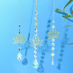 3Pcs Brass Lotus Hanging Ornaments&nbsp;AJEW-CJC0020-001G