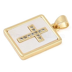 Rack Plating Brass Micro Pave Cubic Zirconia Pendants&nbsp;KK-P287-44A-G