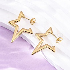 304 Stainless Steel Star Stud Earrings&nbsp;EJEW-B108-17G
