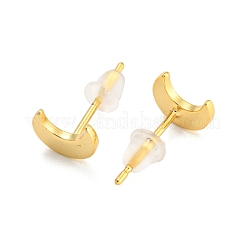 Rack Plating Brass Moon Studs Earrings for Women&nbsp;KK-K272-07G