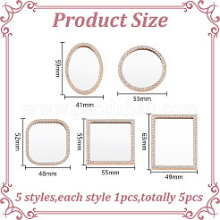5Pcs 5 Styles Miniature Alloy Mirrors&nbsp;AJEW-HY0002-49