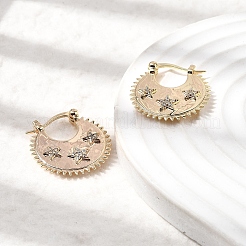 Star Brass Micro Pave Clear Cubic Zirconia Hoop Earrings&nbsp;EJEW-Z157-01G