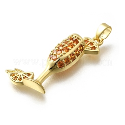 Brass Micro Pave Cubic Zirconia Pendants&nbsp;KK-P295-42G
