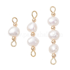 3Pcs Natural Cultured Freshwater Pearl Potato Beaded Connector Charms&nbsp;PALLOY-JF05106