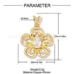 Valentine's Day Brass Clear Cubic Zirconia Pendants&nbsp;KK-OY001-14G