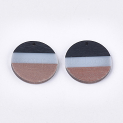 Tri-color Resin & Walnut Wood Pendants&nbsp;RESI-S358-78B
