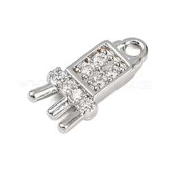 Brass Micro Pave Clear Cubic Zirconia Pendants&nbsp;KK-L238-15P